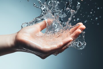 Fototapeta premium closeup woman hand stream splashing water