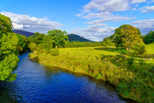 Countryside and the river Derwent, the Lake District