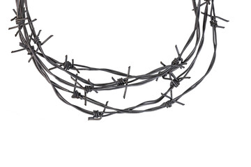 Barbed wire on a transparent isolated background. PNG.