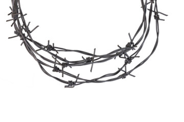 Barbed wire on a transparent isolated background. PNG.