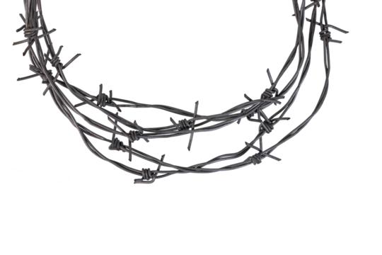 Barbed wire on a transparent isolated background. PNG.