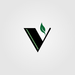 V Leaf Nature Logo. The logo produced from a combination of the letter V and leaves is elegant, simple and modern. Vector Illustration.