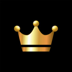 Simple Gold Crown Vector isolated on Black Background
