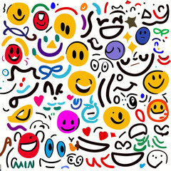 Fototapeta premium An awe-inspiring title reflecting the intricate and fantastical patterns of yellow smile emoticon drawn by children