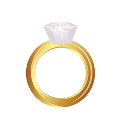 Gold engagement ring with diamond or gemstone Vector