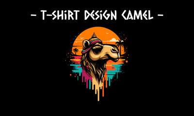 head camel vector illustration tshirt design