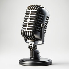 Timeless vintage old microphone designed for press conferences, interviews, and broadcasting, offering a vintage touch