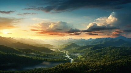 An Aerial View Of The Beautiful Rainforest within River