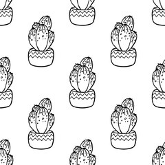 Seamless pattern with cactus doodle for decorative print, wrapping paper, greeting cards and fabric