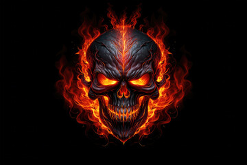 skull in fire background - Powered by Adobe
