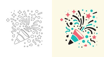 a set of party symbols. Illustration of confetti poppers