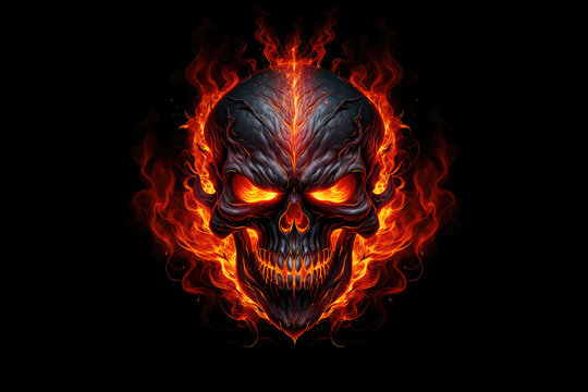 skull in fire background
