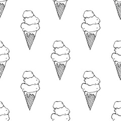 Seamless pattern with ice cream doodle for decorative print, wrapping paper, greeting cards, wallpaper and fabric