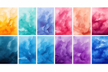 flyer brochure poster background watercolor colorful bright set Big graphic bundle colours blue red green colourful rainbow template booklet flier brush shape