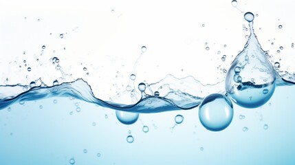 Water and air bubbles over white background