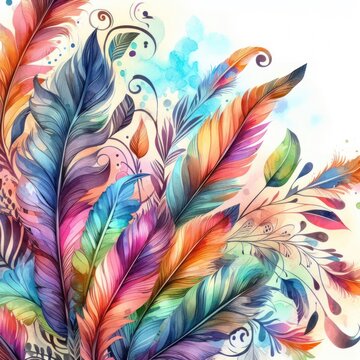 beautiful colorful, watercolor floral design on white background