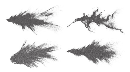 ink splashes, black dotwork grain texture, abstract stipple effect. vector - obrazy, fototapety, plakaty