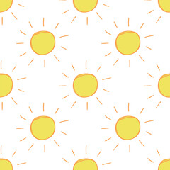 Seamless pattern with sun doodle for decorative print, wrapping paper, greeting cards, wallpaper and fabric