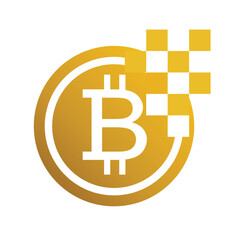 Bitcoin Cryptocurrency Currency concept digital icon vector design template on transparent background