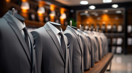 Fototapeta premium Stylish men's grey suits in a row.
