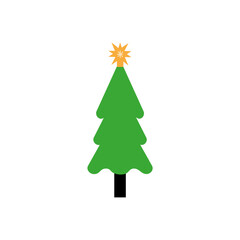 set of fir trees with decorations winter