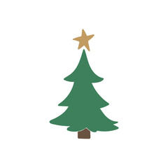 set of fir trees with decorations winter