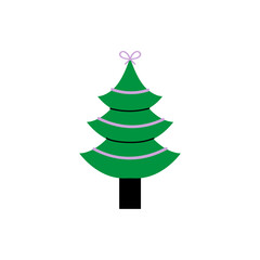 set of fir trees with decorations winter