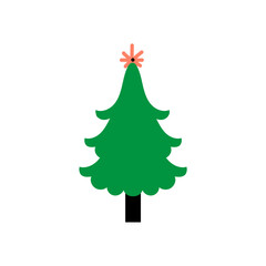 set of fir trees with decorations winter