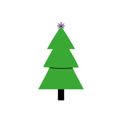 set of fir trees with decorations winter