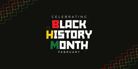 Black history month tricolor flag and black abstract background social media banner Vector design  - obrazy, fototapety, plakaty