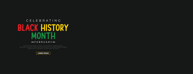 Black history month social media banner with empty design space black background Vector - obrazy, fototapety, plakaty