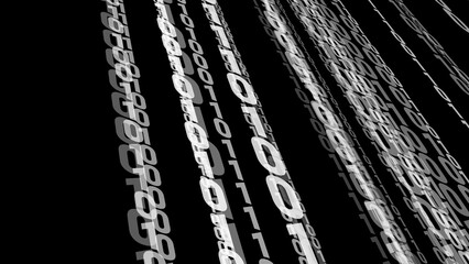 Code binary on black secure language of digital realm, where machine learning and artificial intelligence combat cyber attacks in dark cyberspace