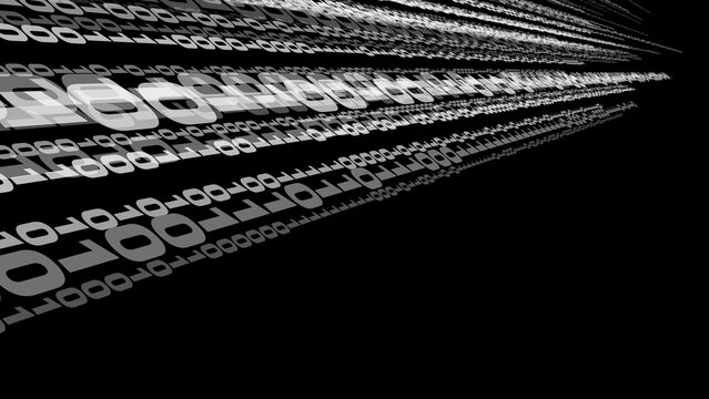 Binary code on black background cyber attack of computer code, binary numbers, artificial intelligence, and machine learning in realm of cyber security and digital code