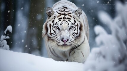 white tiger in snow.