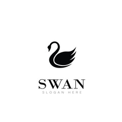 swan animal logo beauty fashion vector