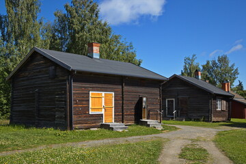 Historical building in Bonnstan (Peasant's Town) in Skelleftea, Sweden, Europe 