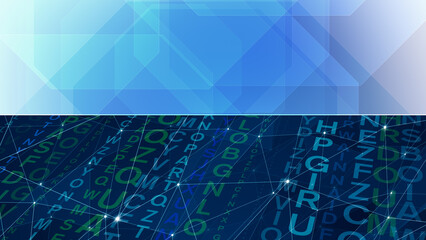 Simple layout with clean, connected shapes contemporary letter collage, abstract backdrop. the unpredictable digital chaos of dynamic letters transforms into innovative design inspiration