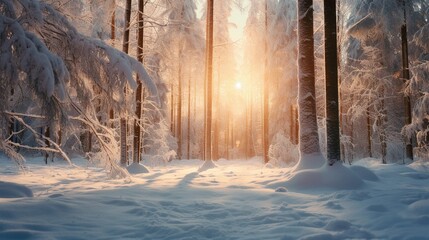 beautiful winter landscape at sunrise generated by AI tool