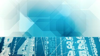 Layout numbers creative concept for simple layout with random digits and connected lines, providing copy space and clear presentation backdrop for data analysis and data science