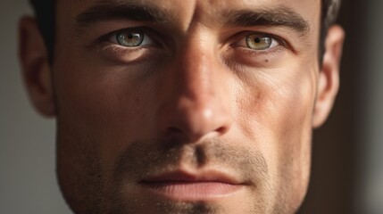 Obraz premium A close, detailed look at the intensity in the man's eyes.