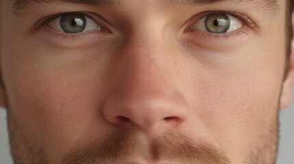 A detailed view of the man's penetrating stare.