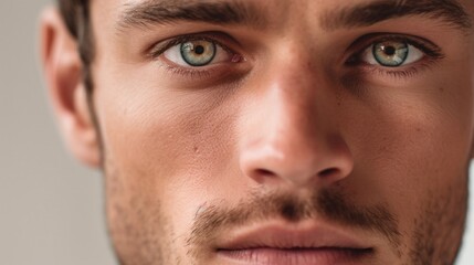 Obraz premium Tight shot capturing the intensity in a man's stare.