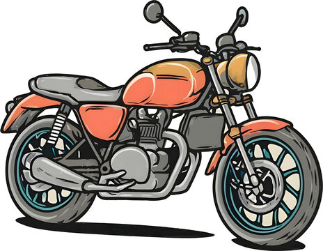 Digital painting of motorbike on transparent background