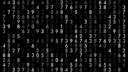 Obraz premium Numbers on black numerical data design for digital technology and data science with random numbers, dynamic data, and data encryption