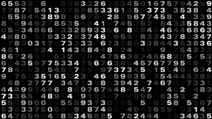 Random numbers on black computational algorithm for data science, information design, and data analysis in numerical code, crunching, and encryption