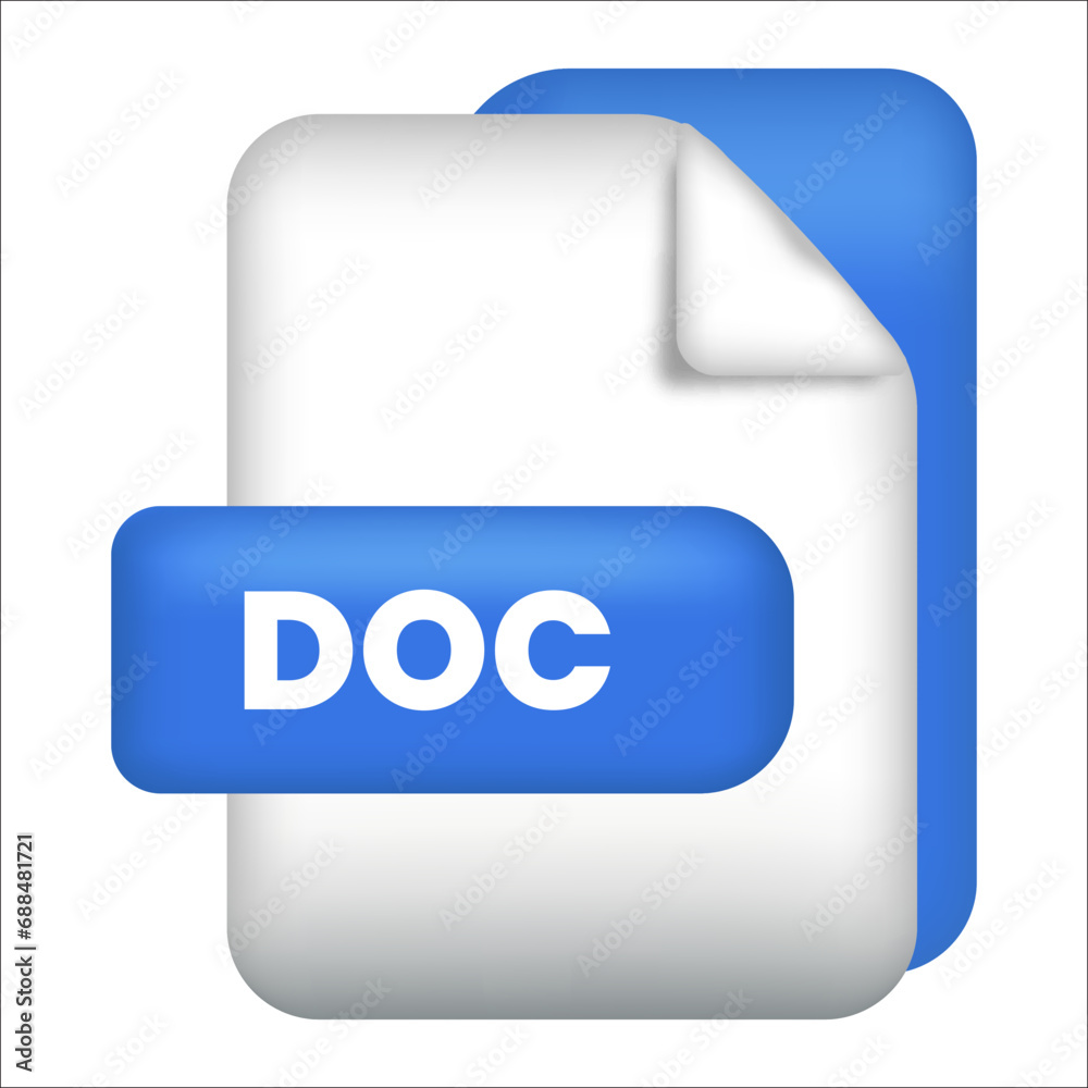 Poster doc file format icon. a creative design icon of bmp file format. doc file extension modern 3d design