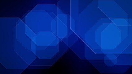 Geometric octagon pattern in hypnotic blue modern composition of energetic and innovative abstract shapes for technology science art