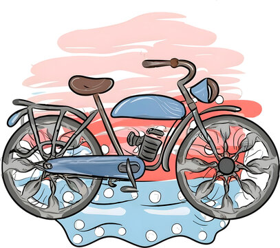 painting of cycle on transparent background
