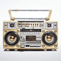 retro boombox with speakers on a white background