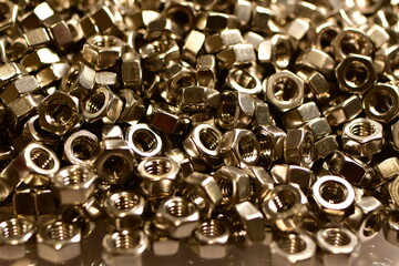 bolt nut metal screw background detail workshop stainless